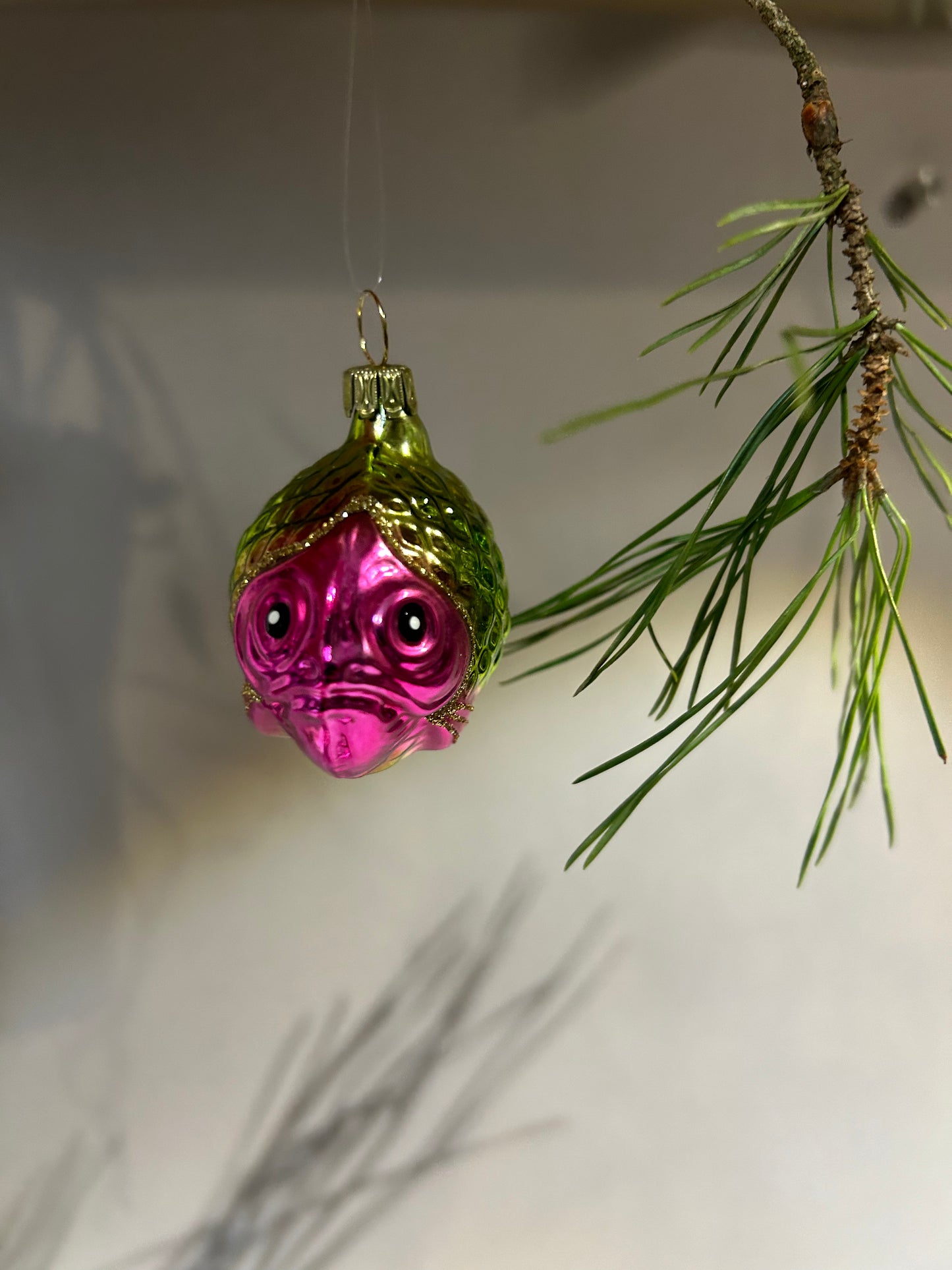 Lauscha Christbaumschmuck Fisch grün/pink