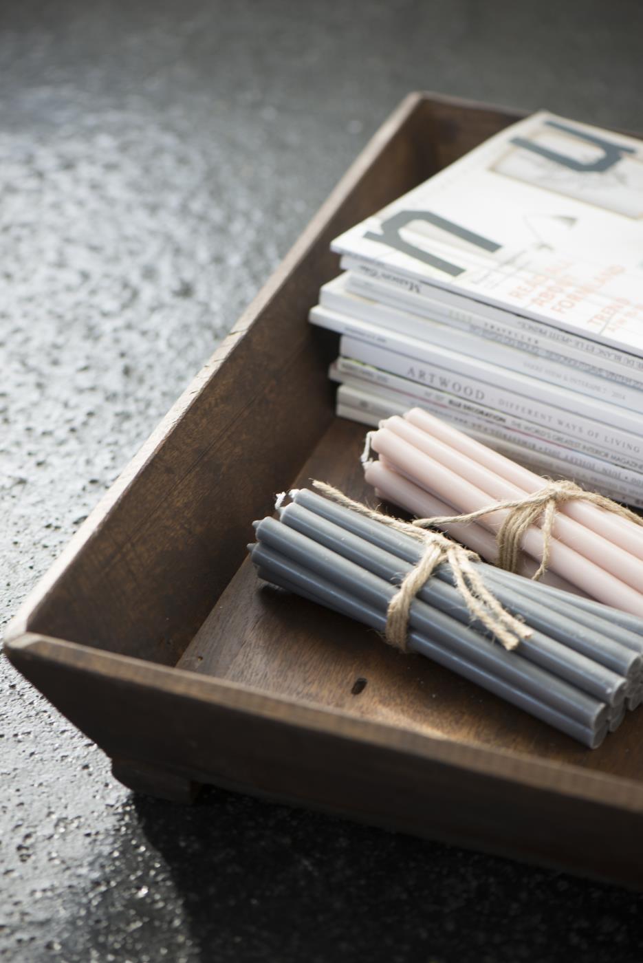 Stabkerzen 5er-Set grau dünn