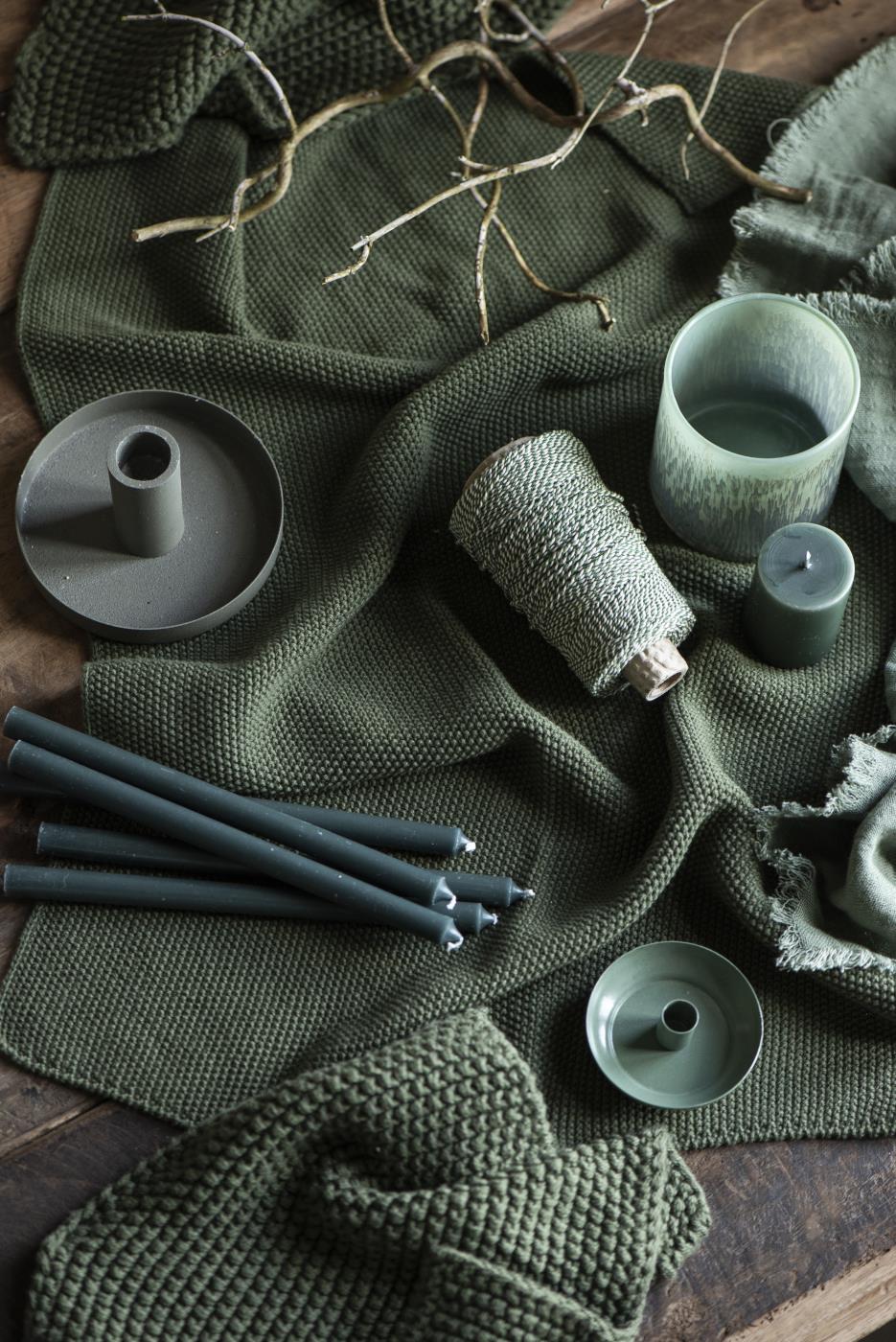 Stabkerzen 5er-Set waldgrün dünn