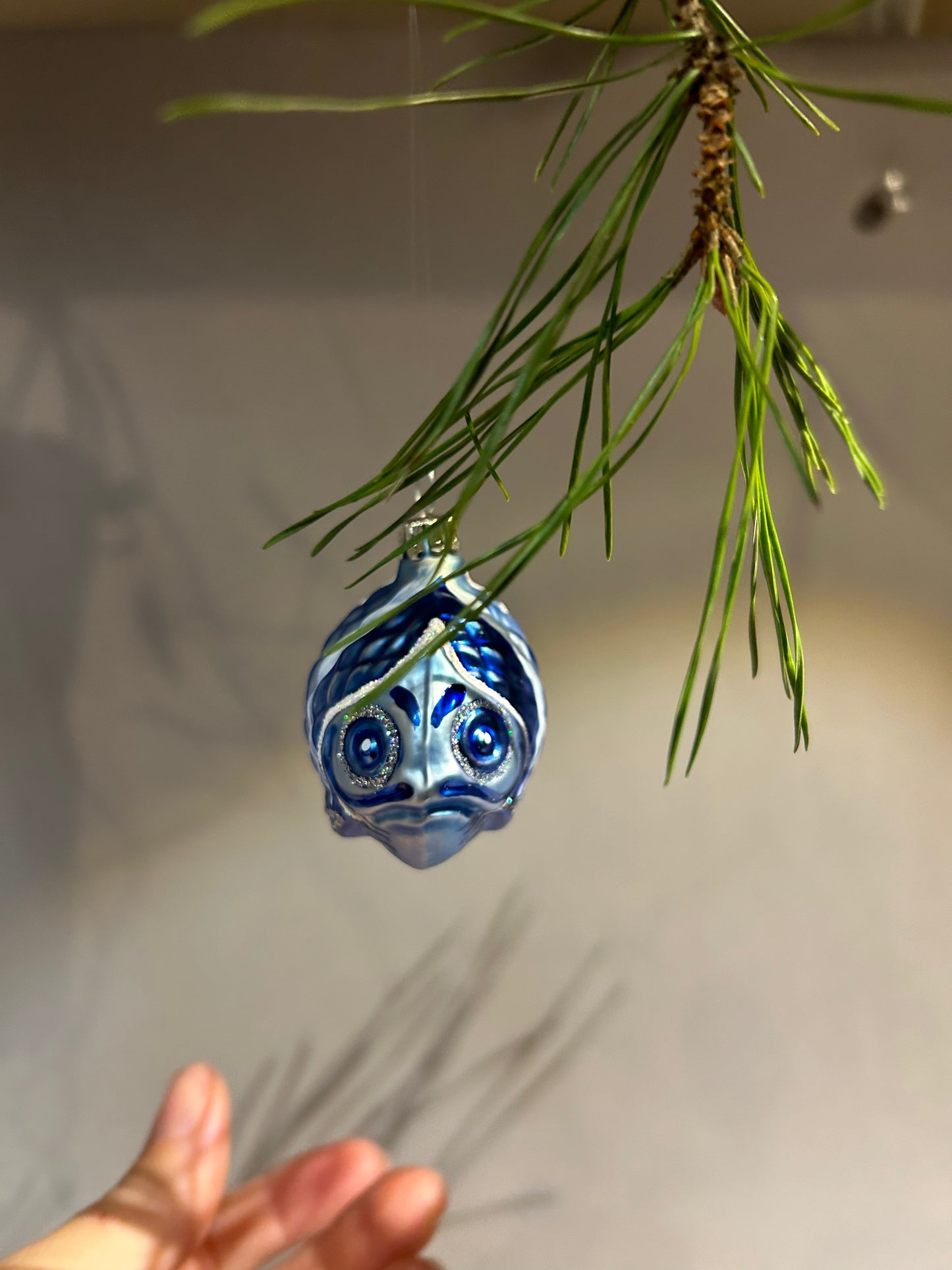 Lauscha Christbaumschmuck Fisch blau