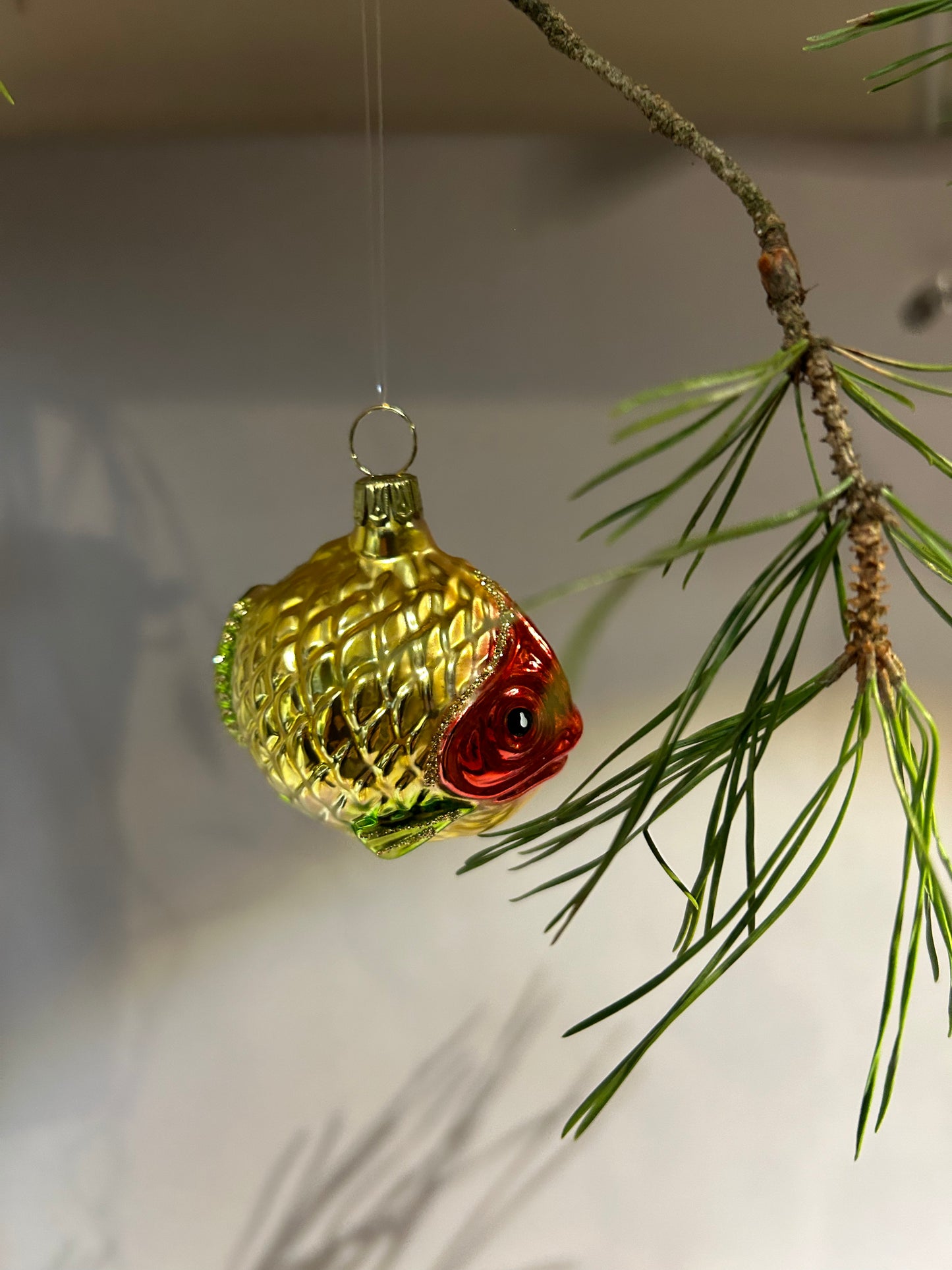 Lauscha Christbaumschmuck Fisch Gold/rot