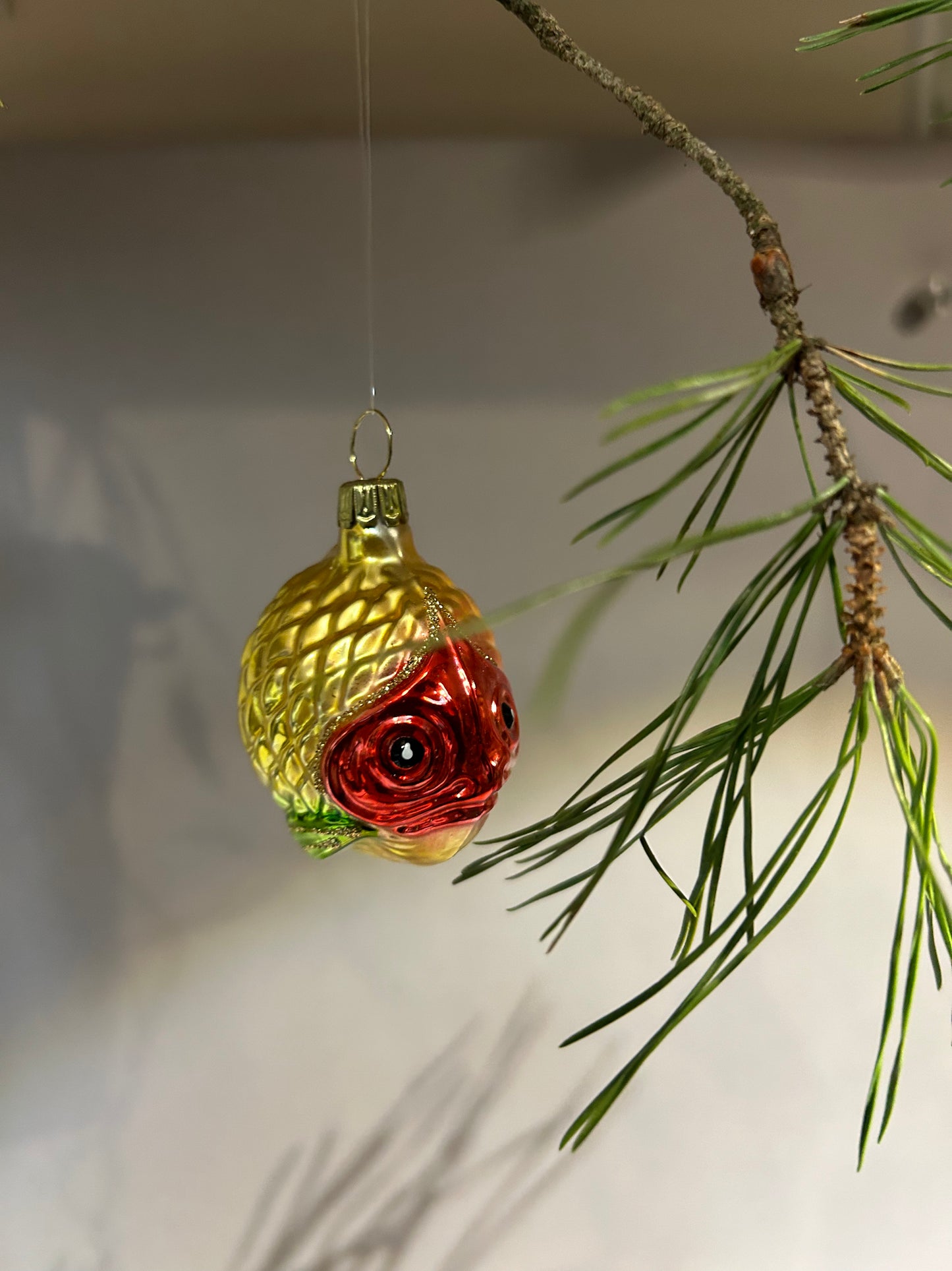 Lauscha Christbaumschmuck Fisch Gold/rot