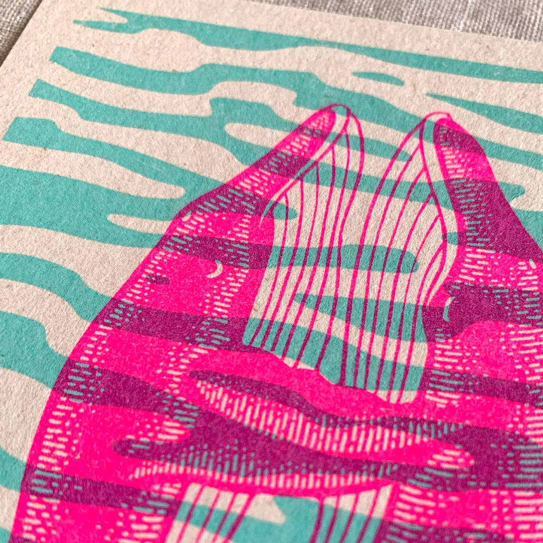 Postkarte / Blauwale / Pflanzenfarbe