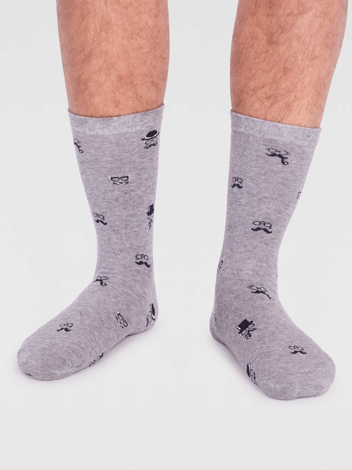 Socken Schnurrbart grau groß